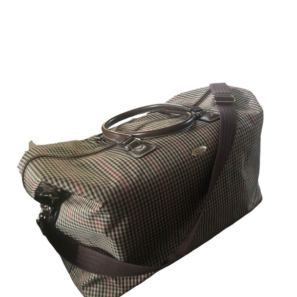 VTG DVF Plaid Weekender Carry On Personal Travel Bag Shoulder Strap Large 20X17” - Picture 2 of 13
